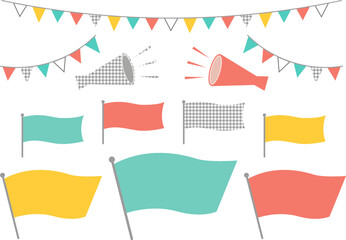 イベントの必須アイテム、ガーランド、メガホン、旗