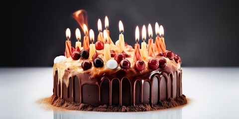 birthday cake with candles, generative ai