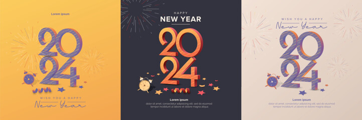 2024 new year celebration. Square template of 2024 new year for cover, card and post template