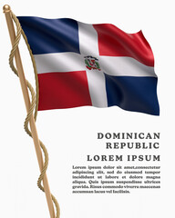 White Backround Flag Of  DOMINICAN REPUBLIC