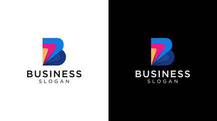 Abstract geometric colorful Letter B logo design for various types of businesses and company