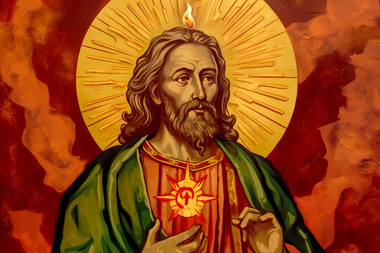 St. Jude, Patron Saint of Lost Causes. Generative ai. Illustration. Catholic religious. Painting.