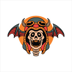 horror biker tattoo vector design