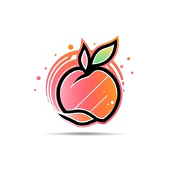 Bold bright orange peach fruit logo. Generative AI