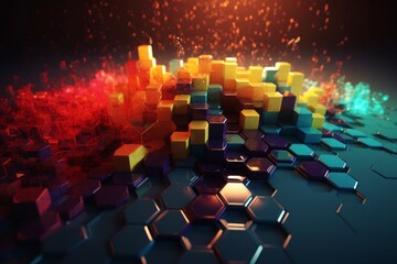 A colorful abstract design with hexagons, Generative AI