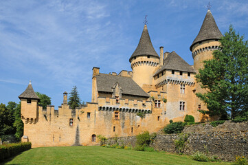 Fototapeta na wymiar France, picturesque castle of Puymartin in Dordogne