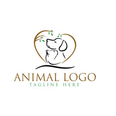 Vector pet care logo creative concept animal dog and cat
