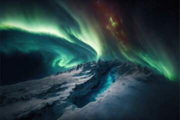 Beautiful view of the Northern Lights swirl AI