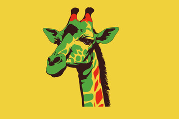 Fototapeta na wymiar cool colorful giraffe head print