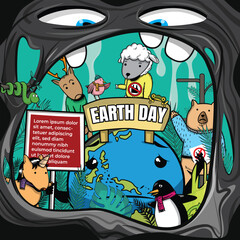 Illustration of Earth Day. Social messages to care for the environment. Earth Day posters