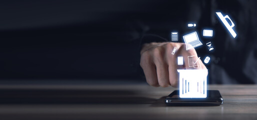 Laptop computer, calculator, document, phone, tablet