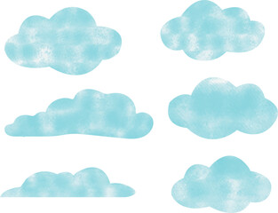 Watercolor vector clouds decorative elements illustrations clip art