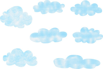 Watercolor vector clouds decorative elements illustrations clip art