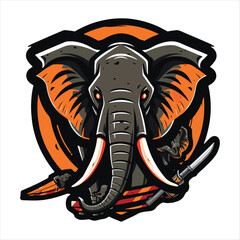 elephant mascot logo design vector with modern illustration concept style for badge, emblem and tshirt printing. angry elephant illustration with feet up