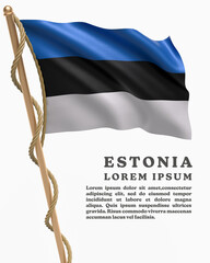 White Backround Flag Of  ESTONIA