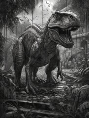 Fototapeta premium high Detailed Sketch of jurrassic dino - generative ai