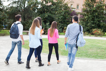 Students walking in a park
