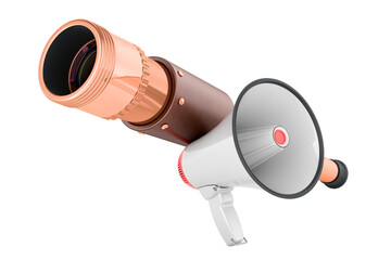 Naklejka premium Pirate Spyglass with megaphone, 3D rendering