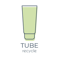 Simple minimalist green tube icon on a white background