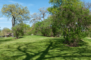Fototapeta na wymiar Indian Effigy Mounds At Smith Park On Doty Island, Wisconsin