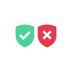 Security shield icon set. Isolated on white background. Flat vector illustration.