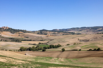 Fototapeta na wymiar The rural landscape near Pienza in Tuscany. Italy