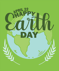 happy earth day text illustration web banner, earth day vector illustration 