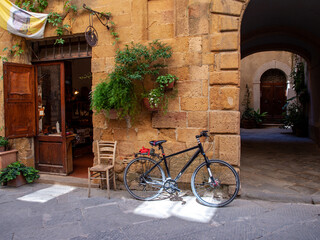 Fototapeta na wymiar Pienza, a tiny village in the Tuscany, known as the ideal city of the Renaissance and a capital of pecorino cheese. UNESCO World Heritage Site.