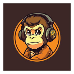 monkey mascot. esport logo design. cute little boy playing game
