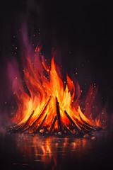 Background with flames and fire. Generative AI