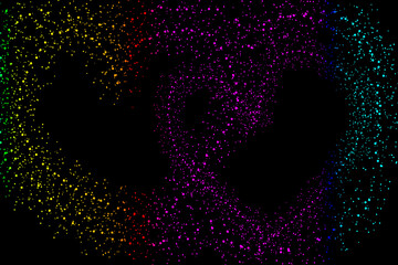 Realistic Colorful bokeh sparkle light effects on black background