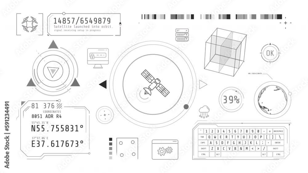 Poster monochrome infographics on the theme of detection and geolocation.