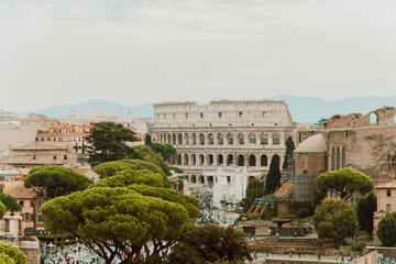 Obraz premium View of the roman forum city and the colosseum