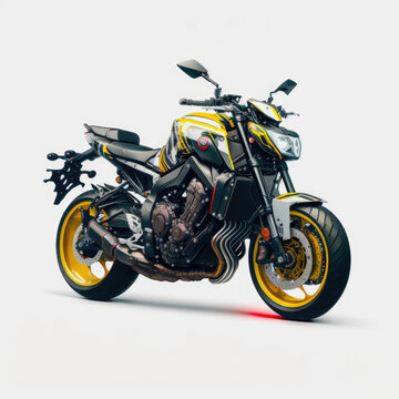 Sports motorcycle on a white background. Generative AI