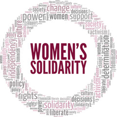 Women's Solidarity word cloud conceptual design isolated on white background.