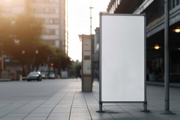 Blank white mock up of vertical light box. Generative AI