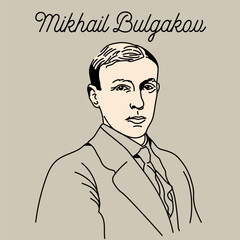 Mikhail Bulgakov was a Soviet-era Russian writer, physician, playwright, theater director, and actor. Vector. - obrazy, fototapety, plakaty