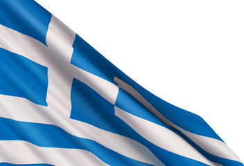 Realistic waving flag of Greece isolated on a transparent background. Design element for Greek patriotic holidays celebration Independence Day, Ochi Day, Labour Day.