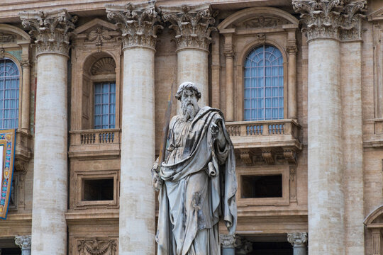 St Paul outside St Peter's Basilica in Vatican City