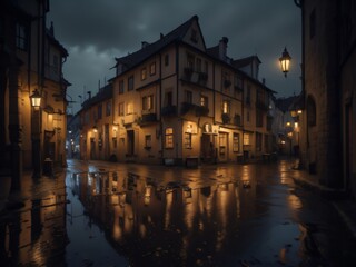 Fototapeta premium night view of the old town country