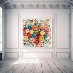 Colorful abstract flower, Wall art with abstract colorful flowers