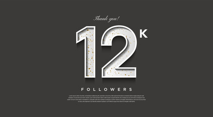 12k followers number vector black white color concept.
