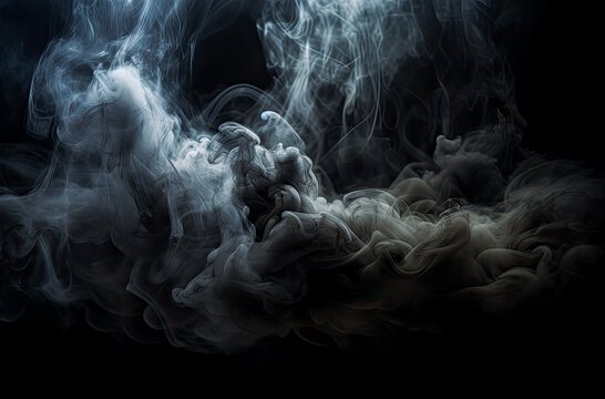 Free smoke on the grey-shaped scene background image, moody, mysterious backdrops, dark. Generative AI.

