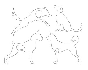 Simple one-line illustration of dogs