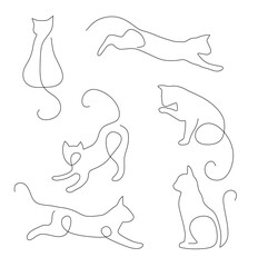 Simple one-line illustration of cats