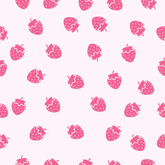 Flat strawberry fruit seamless pattern. Tropical fruits seamless pattern. Colorful vector summer seamless pattern with fruits illustration