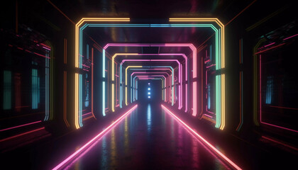 Neon passageway, corridor, entrance