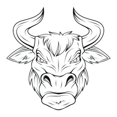 Bull. Vector illustration of a sketch of an ox. Buffalo mascot. Aggressive muscle nowt. Spanish fighting bull