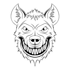 Hyena. Vector illustration of angry animal. Sketch  african spotted wild animal.