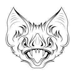 Bat. Vector illustration sketch of spooky bat animal. Halloween theme of evil flying monster